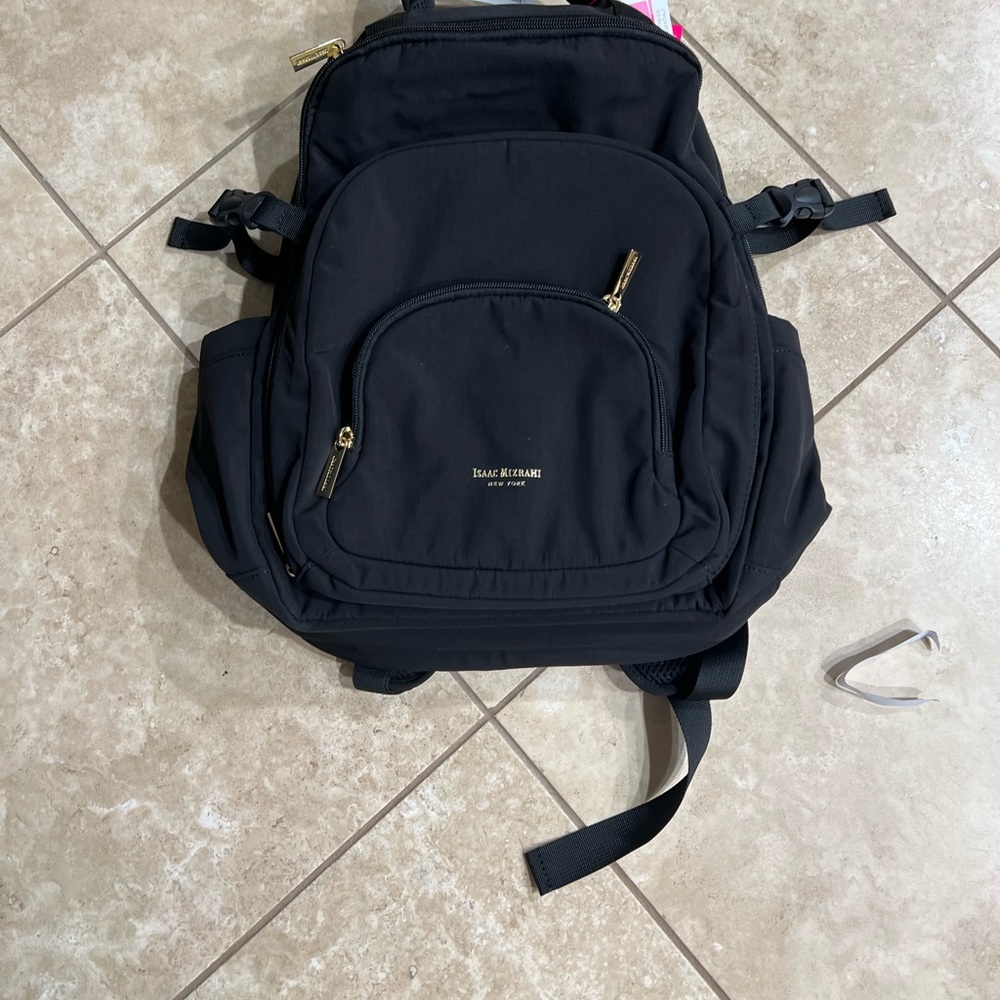 Used Issac Mizrahi tik tock backpack BLACK color rare